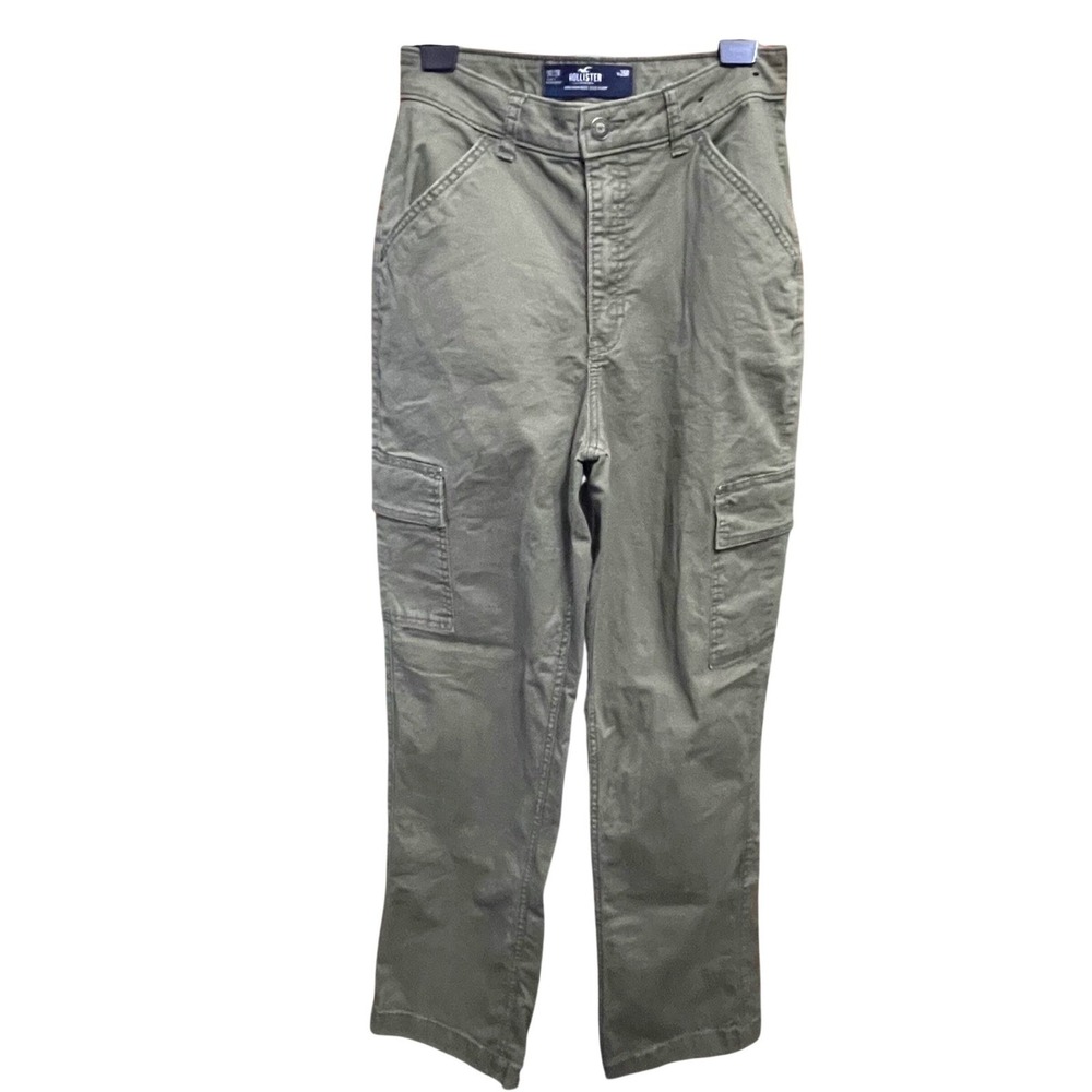 Hollister Ultra High-Rise Dad Pant Olive Green Twill Cargo Pants Womens 3R 26